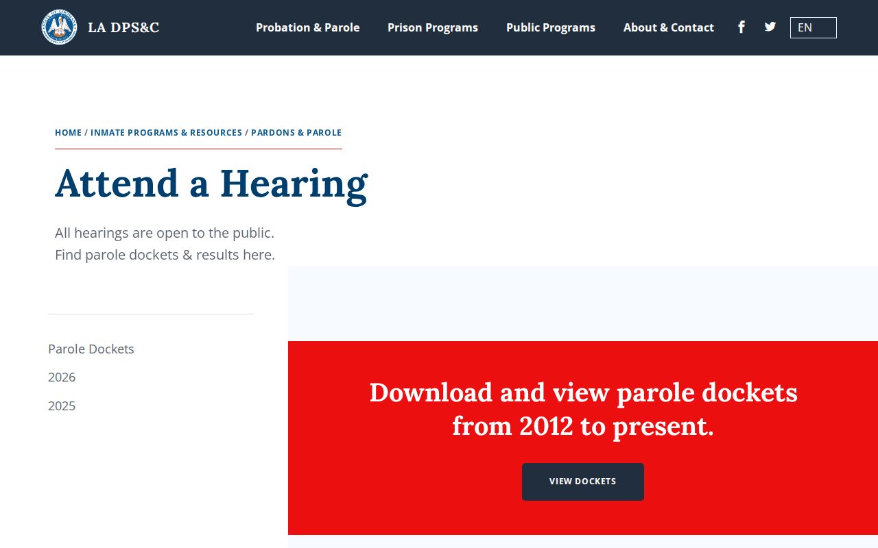 St. James Parish parole hearing notices agendas and release results