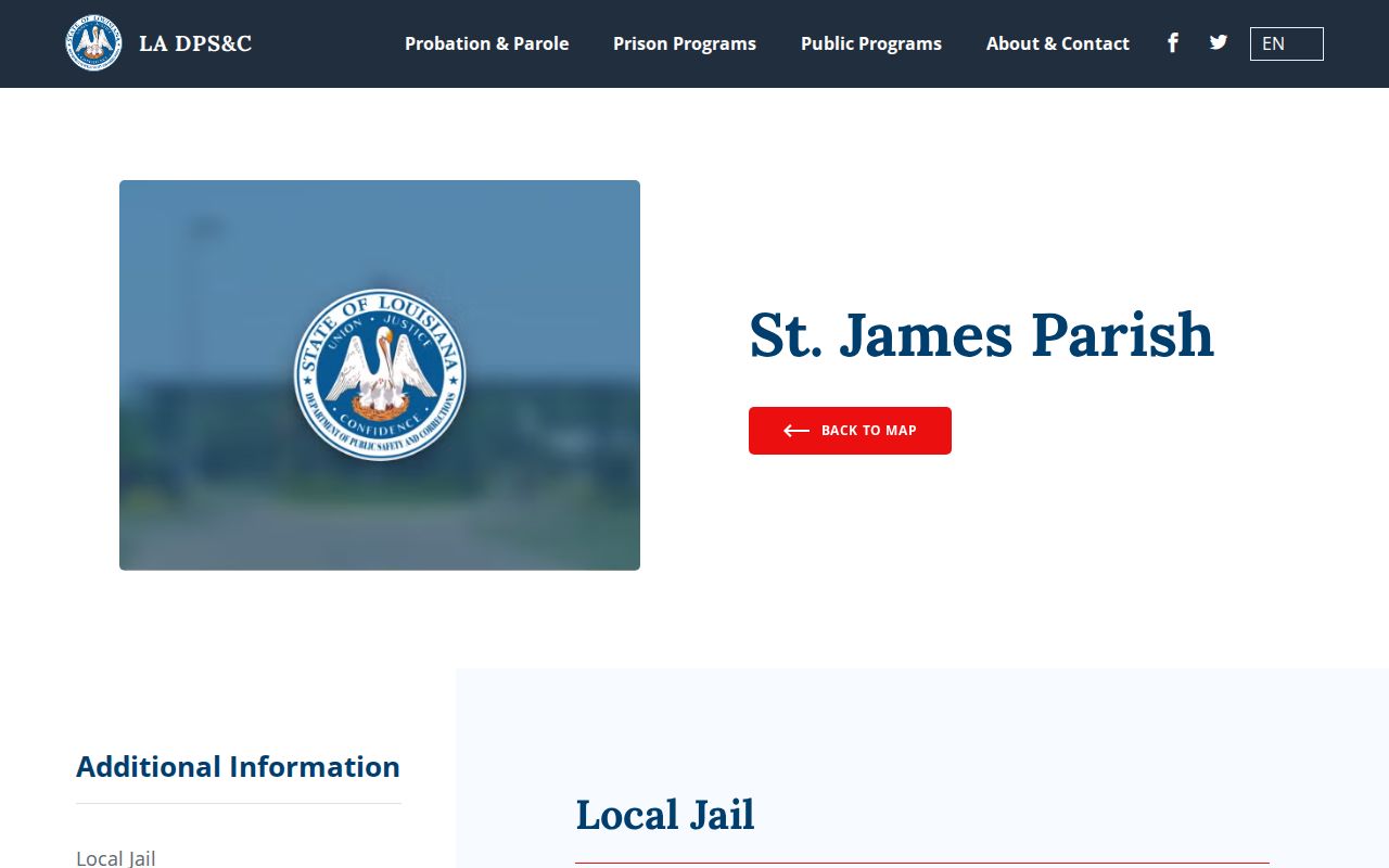 St. James Parish Detention Center release contact and facility listing