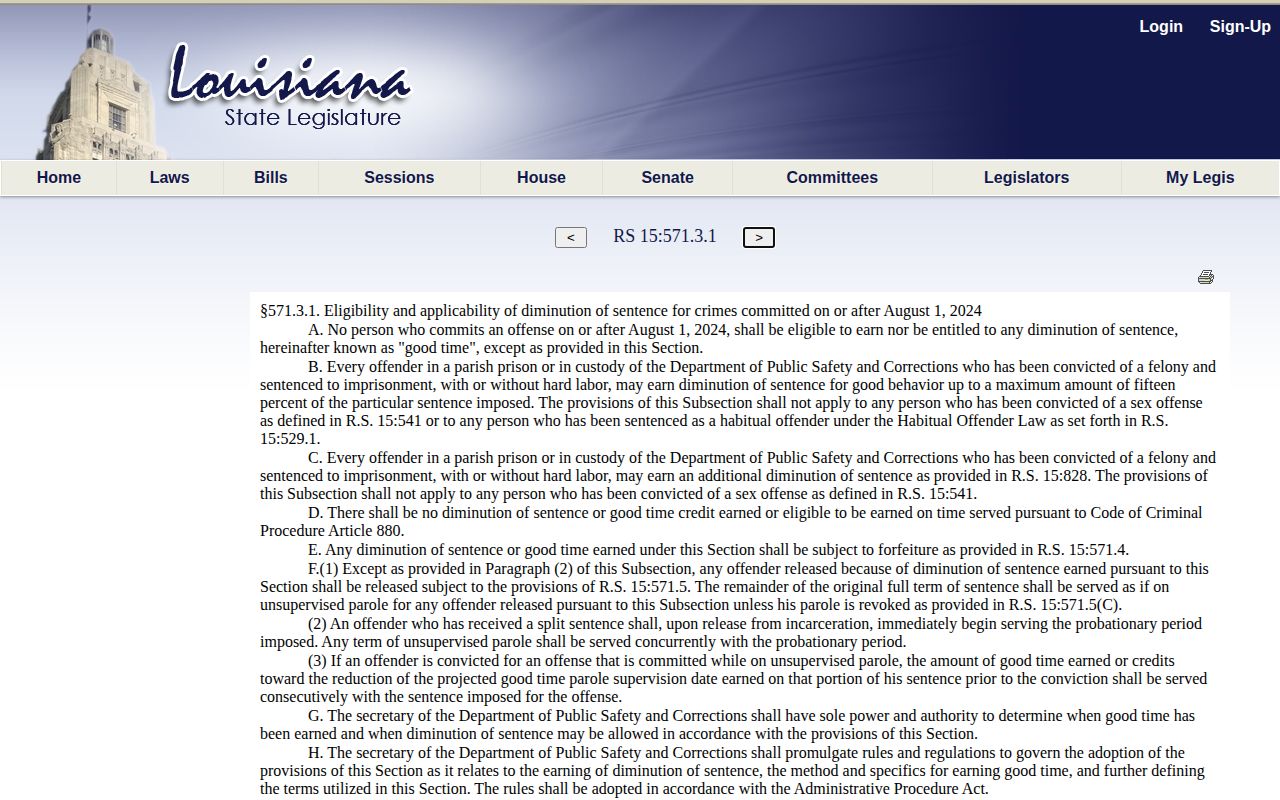 Louisiana good-time law affecting St. James Parish projected release dates